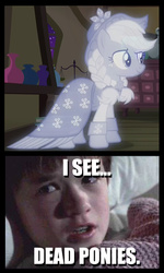 Size: 401x667 | Tagged: safe, screencap, applejack, spirit of hearth's warming past, a hearth's warming tail, g4, my little pony: friendship is magic, exploitable meme, i see dead people, meme, memegenerator, sixth sense