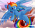 Size: 1800x1440 | Tagged: safe, artist:knifeh, rainbow dash, pegasus, semi-anthro, g4, cloud, featureless crotch, female, mountain, sky, solo, wings