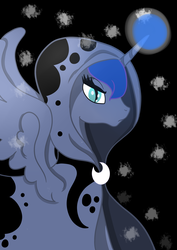 Size: 1024x1448 | Tagged: safe, artist:bewarethemusicman, princess luna, spirit of hearth's warming yet to come, a hearth's warming tail, g4, cloak, clothes, female, magic, solo