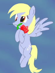 Size: 1536x2048 | Tagged: safe, artist:blacksonicshadow, derpy hooves, pegasus, pony, g4, female, flower, flower in mouth, mare, mouth hold, rose, simple background, solo
