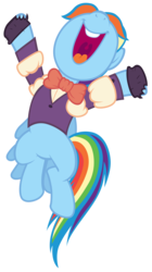 Size: 7000x12500 | Tagged: safe, artist:tardifice, rainbow dash, snowdash, a hearth's warming tail, g4, absurd resolution, bowtie, clothes, cute, dashabetes, female, rainbow dash always dresses in style, shirt, simple background, solo, transparent background, vector, waistcoat