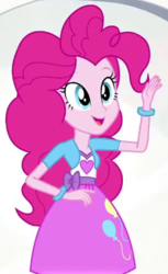Size: 306x500 | Tagged: safe, screencap, pinkie pie, equestria girls, friendship games bloopers, g4, my little pony equestria girls: friendship games, female, solo