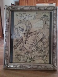 Size: 483x644 | Tagged: safe, angel bunny, fluttershy, g4, andrea libman, autograph