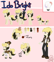 Size: 1400x1600 | Tagged: safe, artist:dreamyeevee, oc, oc only, oc:ida bright, pony, unicorn, equestria girls, g4, reference sheet