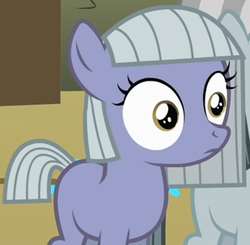 Size: 309x303 | Tagged: safe, screencap, limestone pie, marble pie, earth pony, pony, g4, the cutie mark chronicles, cropped, female, filly, solo focus, thousand yard stare, wide eyes