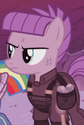 Size: 617x925 | Tagged: safe, screencap, maud pie, rainbow dash, g4, the cutie re-mark, alternate timeline, apocalypse dash, apocalypse maud, crystal war timeline