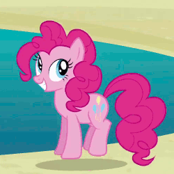 Size: 500x500 | Tagged: safe, screencap, pinkie pie, earth pony, pony, g4, season 3, too many pinkie pies, animated, cropped, cute, diapinkes, female, gif, happy, jumping, loop, mare, ponk, pronking, smiling, solo