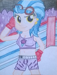 Size: 1357x1789 | Tagged: safe, artist:toyminator900, indigo zap, equestria girls, g4, my little pony equestria girls: friendship games, boxing gloves, boxing ring, female, solo, traditional art