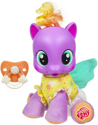 Size: 1538x1968 | Tagged: safe, sunny daze, pegasus, pony, g4, official, baby, baby pony, blue wings, cute, dazeabetes, diaper, doll, female, filly, foal, irl, newborn, pacifier, photo, race swap, so soft, so soft newborn sunny daze, so soft pony, toy, wings