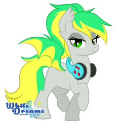Size: 1621x1742 | Tagged: safe, artist:xwhitedreamsx, oc, oc only, oc:natural disaster, bat pony, pony, female, headphones, looking at you, simple background, solo, transparent background