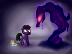 Size: 5800x4353 | Tagged: safe, artist:pucksterv, oc, oc only, absurd resolution, brother and sister, nothorsefa, protecting, sombrasshadow