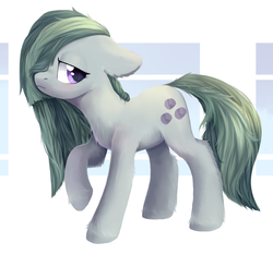 Size: 1438x1348 | Tagged: safe, artist:kaylemi, marble pie, earth pony, pony, g4, chest fluff, ear fluff, female, hair over one eye, raised hoof, solo