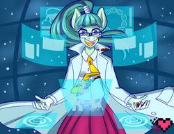 Size: 1024x791 | Tagged: safe, artist:ladypixelheart, oc, oc only, oc:deoxy, anthro, blood, clothes, futuristic, lab coat, mad scientist, necktie, solo
