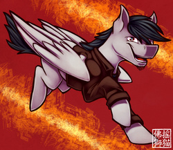 Size: 1280x1112 | Tagged: safe, artist:rattlesire, oc, oc only, oc:steelo, pegasus, pony, abstract background, clothes, leather jacket, solo