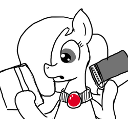 Size: 640x600 | Tagged: safe, artist:ficficponyfic, oc, oc only, oc:emerald jewel, earth pony, pony, colt quest, amulet, book, child, colt, femboy, foal, hair over one eye, male, solo, story included
