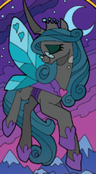 Size: 402x728 | Tagged: safe, idw, queen chrysalis, changeling, changeling queen, g4, spoiler:comic, female, mirror universe, reversalis, solo, stained glass