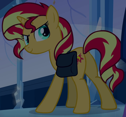 Size: 953x886 | Tagged: safe, screencap, sunset shimmer, pony, unicorn, equestria girls, g4, my little pony equestria girls, butt, female, mare, plot, saddle bag, solo