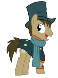 Size: 1972x2656 | Tagged: safe, artist:sketchmcreations, doctor whooves, time turner, earth pony, pony, a hearth's warming tail, g4, my little pony: friendship is magic, clothes, coat, hat, inkscape, male, open mouth, scarf, simple background, stallion, top hat, transparent background, vector