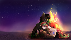 Size: 3840x2160 | Tagged: safe, artist:chocori, oc, oc only, fire, high res, night