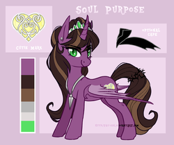 Size: 2454x2050 | Tagged: safe, artist:fayven, oc, oc only, oc:soul purpose, alicorn, pony, alicorn oc, high res, reference sheet, solo