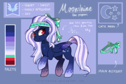 Size: 1573x1058 | Tagged: safe, artist:fayven, oc, oc only, oc:moonshine, bow, hair bow, reference sheet, solo