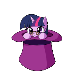 Size: 2080x2080 | Tagged: safe, artist:fantasyblade, twilight sparkle, g4, animated, chibi, cute, female, hat, high res, micro, nibbling, nom, simple background, solo, top hat, transparent background, twiabetes