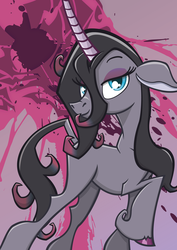 Size: 3368x4764 | Tagged: safe, artist:rich-jammer, oleander (tfh), classical unicorn, pony, unicorn, them's fightin' herds, absurd resolution, community related, female, horn, leonine tail, lidded eyes, looking at you, solo, unshorn fetlocks
