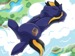 Size: 2000x1500 | Tagged: safe, artist:vavacung, oc, oc only, pegasus, pony, cloud, male, relaxing, sleeping, solo