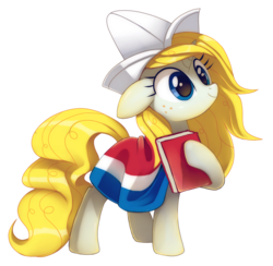 Size: 1024x1000 | Tagged: safe, artist:pepooni, oc, oc only, oc:lora ipsa, pony, book, cap, cute, dutch, dutch cap, flag, hat, nation ponies, national flag, netherlands, ponified, simple background, solo, transparent background