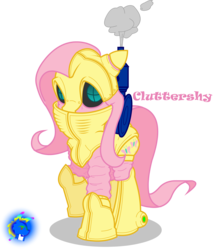 Size: 2163x2531 | Tagged: safe, artist:inkwell, fluttershy, pony, robot, robot pony, g4, chrono trigger, crossover, female, flutterbot, robo, simple background, solo, transparent background