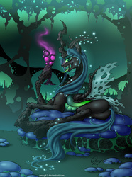 Size: 800x1077 | Tagged: safe, artist:omny87, queen chrysalis, changeling, changeling queen, g4, alcohol, bugbutt, butt, female, hive, holes in wings, on side, plot, solo, tongue out, trypophobia, wine, wine glass