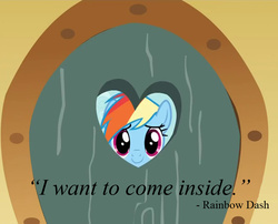 Size: 889x720 | Tagged: safe, screencap, rainbow dash, g4, dialogue, door, exploitable meme, female, iwtcird, meme, pun, quote, solo, text