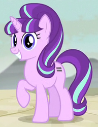 Size: 238x308 | Tagged: safe, screencap, starlight glimmer, g4, the cutie map, equal cutie mark, equalized, equalized mane, female, grin, raised hoof, s5 starlight, smiling, solo, when she smiles