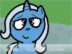 Size: 994x738 | Tagged: safe, trixie, pony, unicorn, banned from equestria daily, g4, animated, dialogue, female, frame by frame, gamzee makara, homestuck, honk, image macro, mare, meme, solo