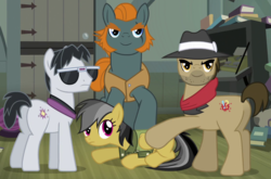 Size: 1130x745 | Tagged: safe, screencap, biff, daring do, rogue (g4), withers, earth pony, pegasus, pony, daring don't, g4, female, henchmen, male, mare, out of context, stallion