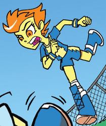 Size: 245x291 | Tagged: safe, idw, spitfire, equestria girls, g4, spoiler:comic, spoiler:comicannual2013, angry, cropped, running, solo focus, wondercolts