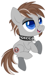 Size: 407x640 | Tagged: safe, artist:pepooni, oc, oc only, oc:subzero grey, earth pony, pony, collar, solo