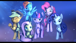 Size: 1280x720 | Tagged: safe, artist:alcohors, applejack, fluttershy, pinkie pie, rainbow dash, rarity, twilight sparkle, alicorn, pony, g4, 3d, female, mane six, mare, source filmmaker, twilight sparkle (alicorn)