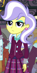 Size: 425x840 | Tagged: safe, screencap, upper crust, equestria girls, g4, my little pony equestria girls: friendship games, clothes, crystal prep academy uniform, school uniform, skunk stripe