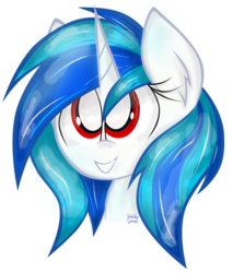 Size: 694x816 | Tagged: safe, artist:kristysk, dj pon-3, vinyl scratch, g4, female, smiling, solo, wrong eye color