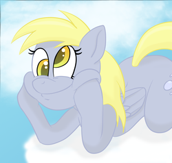 Size: 1200x1141 | Tagged: artist needed, safe, derpy hooves, pegasus, pony, g4, cloud, cute, derpabetes, female, mare, smiling, solo