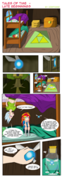 Size: 1294x3660 | Tagged: safe, artist:icesticker, sunset shimmer, trixie, fairy, pony, unicorn, g4, alternate hairstyle, comic, crossover, elf ears, female, mare, navi, parody, the legend of zelda, the legend of zelda: ocarina of time