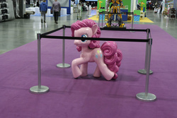 Size: 800x533 | Tagged: safe, pinkie pie, g4, barrier, bumblebee (transformers), freetheponk2016, irl, life size, photo, statue, transformers