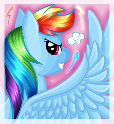 Size: 800x871 | Tagged: safe, artist:nuumia, rainbow dash, g4, female, grin, looking back, solo, spread wings