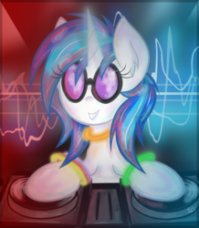 Size: 871x1000 | Tagged: safe, artist:kristysk, dj pon-3, vinyl scratch, g4, female, solo, turntable