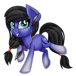 Size: 4000x4000 | Tagged: safe, artist:partypievt, oc, oc only, oc:blue moon, earth pony, pony, absurd resolution, cute, feather, female, gradient hooves, grin, headband, heart eyes, looking at you, mare, necklace, ocbetes, ponytail, raised hoof, raised leg, running, simple background, smiling, solo, squee, tattoo, transparent background, wingding eyes