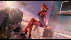 Size: 2560x1440 | Tagged: safe, artist:alcohors, oc, oc only, oc:essy ferguson, anthro, plantigrade anthro, 3d, clothes, dress, female, rule 63, solo, source filmmaker