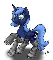 Size: 1700x1947 | Tagged: safe, artist:dombrus, princess luna, g4, clothes, female, messy mane, s1 luna, socks, solo