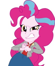 Size: 1024x1213 | Tagged: safe, artist:thunderpie, pinkie pie, thunderbass, equestria girls, g4, alternate clothes, angry, female, pinkiebass, shipping, solo