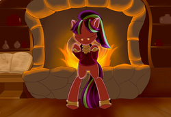 Size: 1024x706 | Tagged: safe, artist:dusthiel, snowfall frost, starlight glimmer, pony, a hearth's warming tail, g4, bipedal, female, fireplace, solo